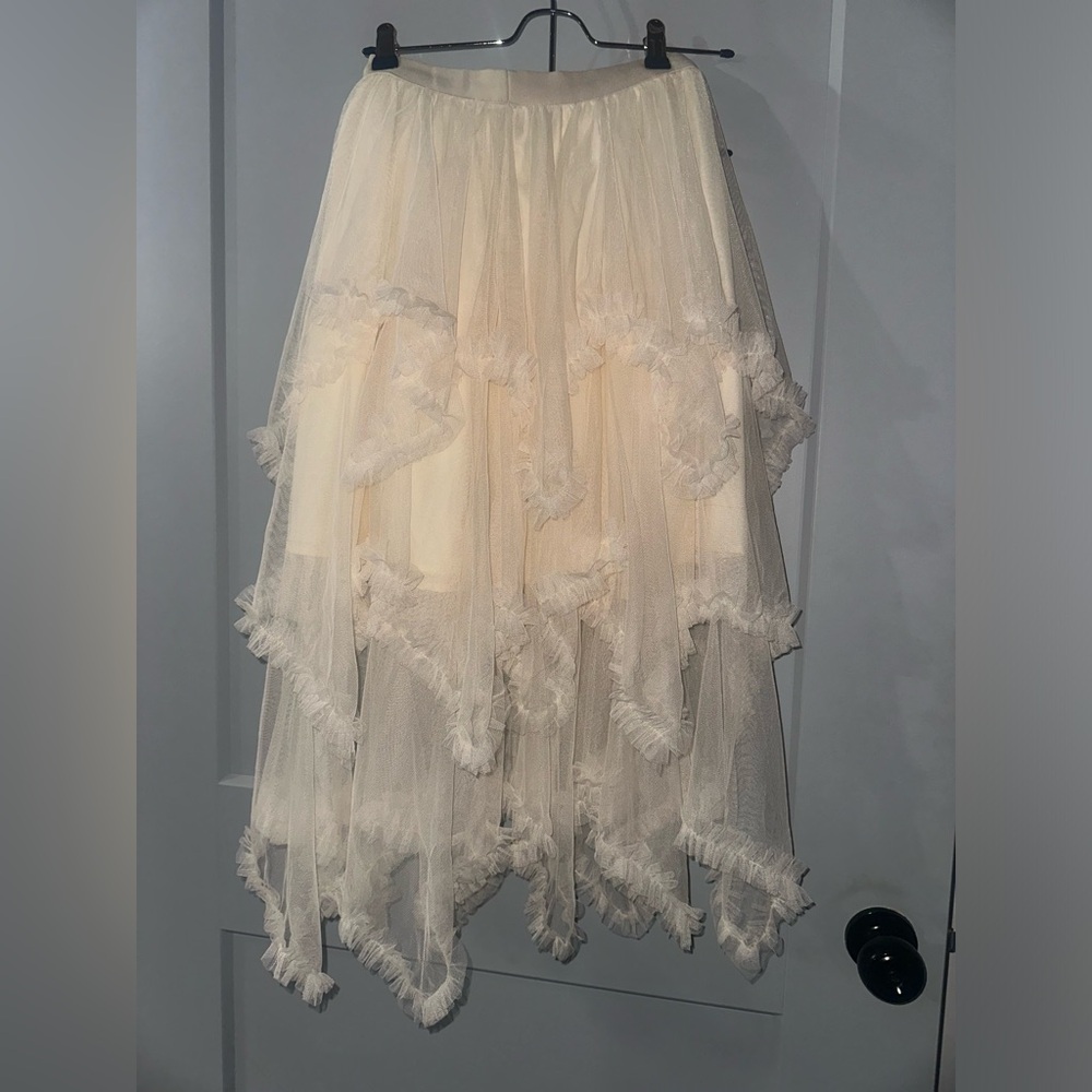 Cream ivory beige layered country concert tulle skirt small